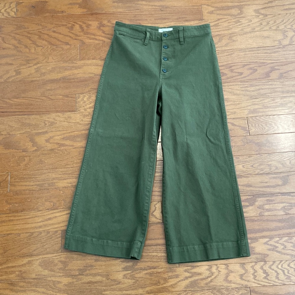 Madewell Olive Green High-waisted Wide Leg Pants